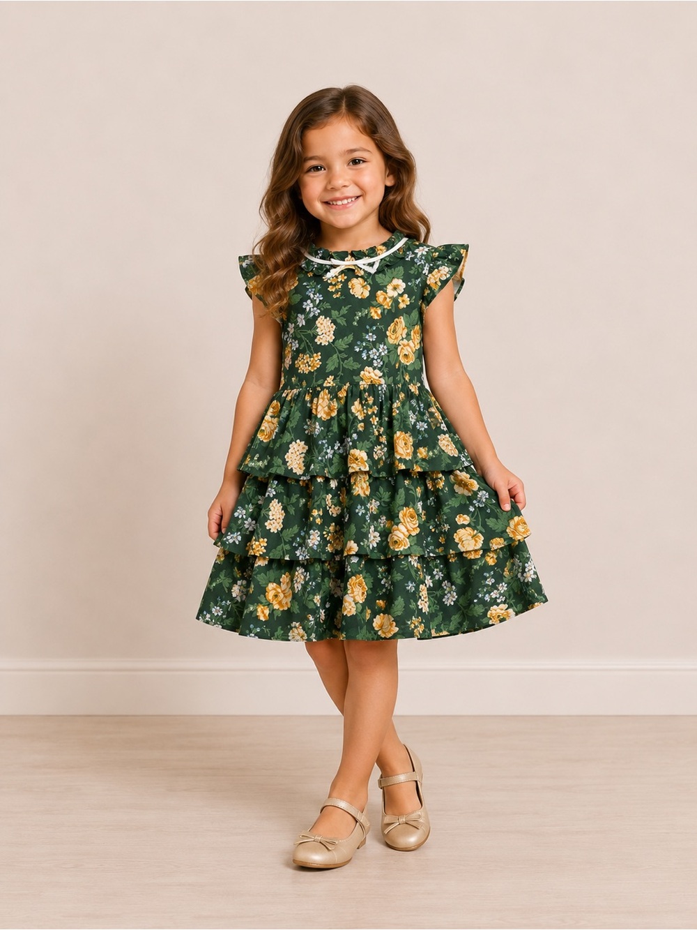 Janie & Jack Girls 4 years Floral Tiered Dress Luxury‎ Garden Party